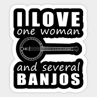 Strumming My Heartstrings - Funny 'I Love One Woman and Several Banjos' Tee! Sticker